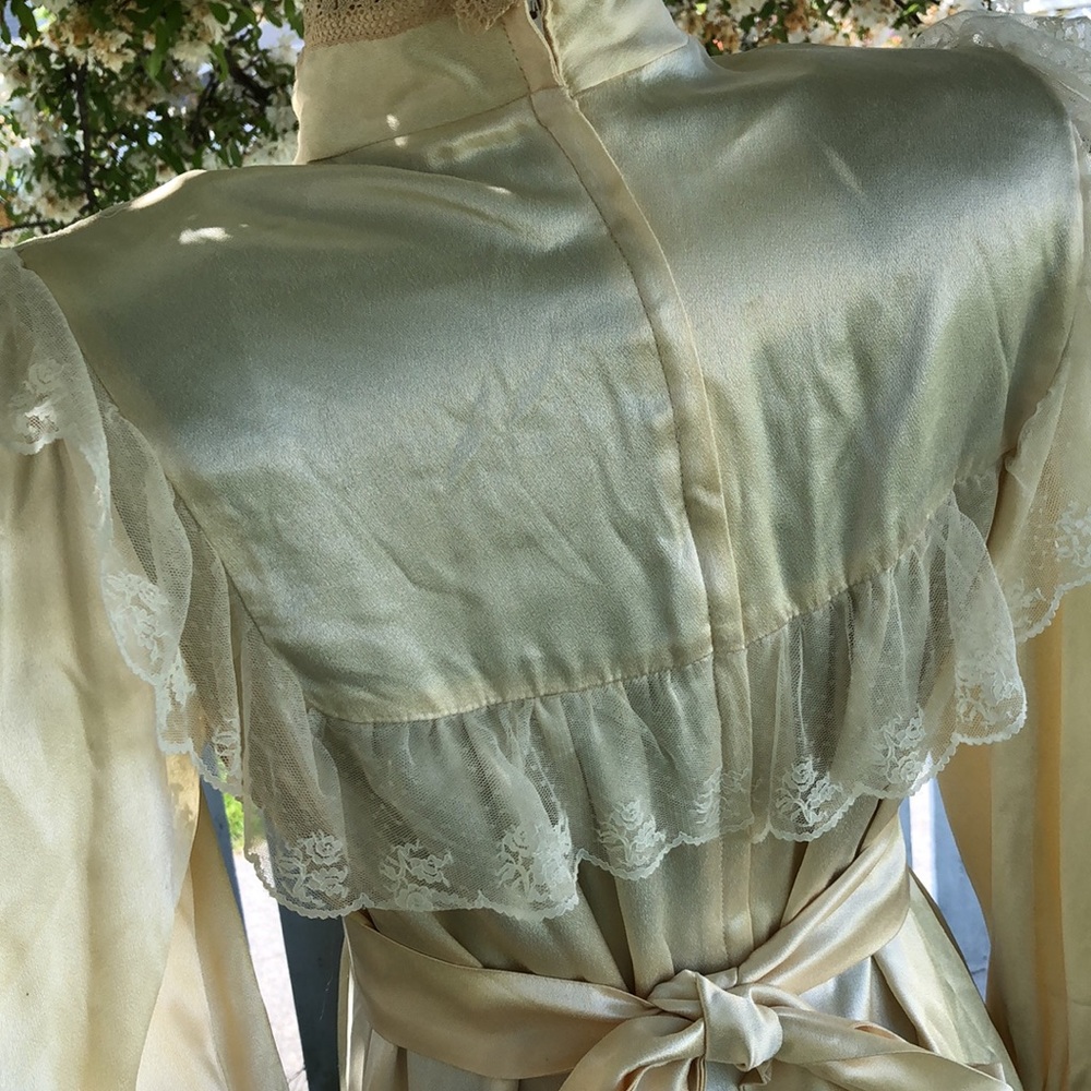 Vintage Gunne Sax satin lace Edwardian Victorian gown wedding gothic dress - Picture 11 of 12